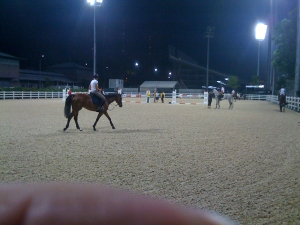 the arena just before you enter the main competition arena. For dressage this would be the 10-minute ring