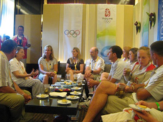 the Canadian team was invited to tea with Olympic Village mayor Ms. Elsie Leung