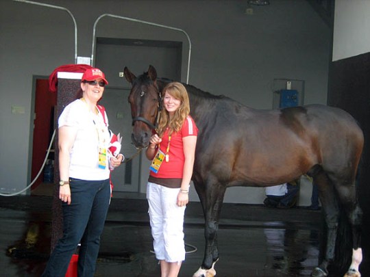 me with Lindsay Kellock and Gran Gesto, who just enjoyed a relaxing shower