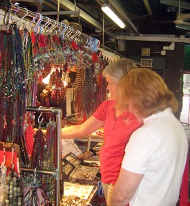 Jennifer and Leslie scoping out the merchandise