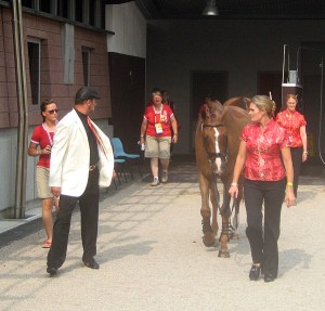 it's show time! (leaving the barn for the jog)
