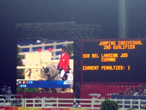 Belgium rider Jos Lansik and Cumano - hot favourites for a gold medal. They are currently sitting on just 1 fault after 2 rounds.