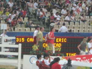Back up on the podium, this time watching jumping dynamos Eric Lamaze and Hickstead